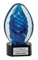 6 1/2" Blue Oval Swirl Art Glass Award  