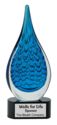 12 1/2" Blue Rain Drop Art Glass Award  