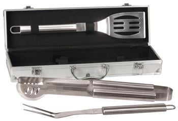 3 Piece BBQ Set in Silver Case