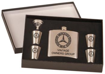 6 oz Stainless Steel Flask Gift Set with shot glasses and gift box