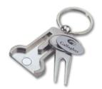 Two Tone Silver Divot Tool & Ball Marker Key Chain