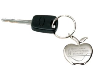 Brushed Silver Apple Key Chain