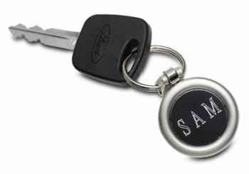 Brushed Silver Circle Key Chain