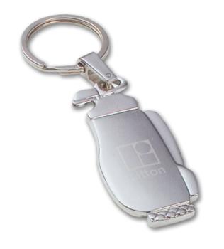 Brushed Silver Golf Bag Key Chain
