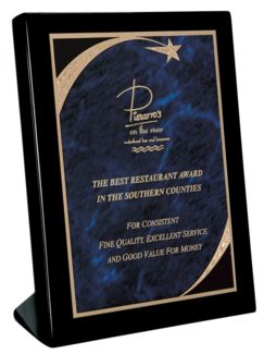 Black Piano Finish Stand-up Plaque with Victory Star Plate 