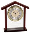 Glass & Rosewood Piano Finish 7" Steeple Clock 