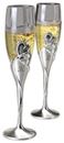 Silver Hearts Personalized Wedding Toasting Flute Set