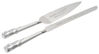 Silver Hearts Personalized Cake Server Set 