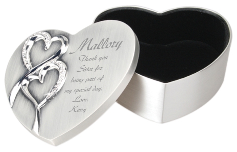 Personalized Silver Heart Gift Box with Heart Design