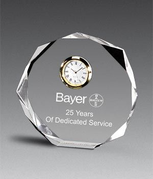 Octagon Bevel Award with Clock