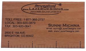 Custom Wood Business Cards - 1/16