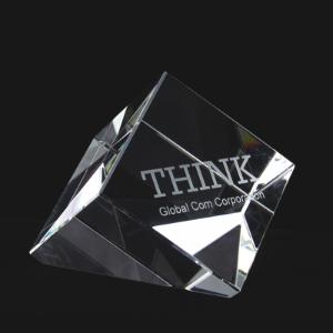 Slant Cube with Angle Cut Crystal Paperweight