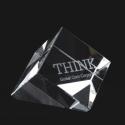 Slant Cube with Angle Cut Crystal Paperweight