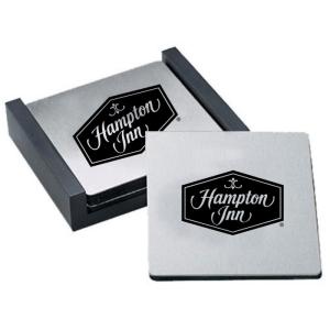 Square Stainless Steel 4 Coaster Set