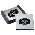 Square Stainless Steel 4 Coaster Set