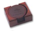 Leather and Rosewood Coaster Set