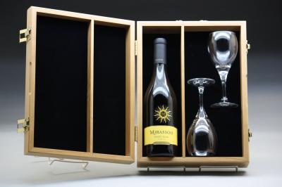 Wine Bottle Presentation Box with Wine Glasses