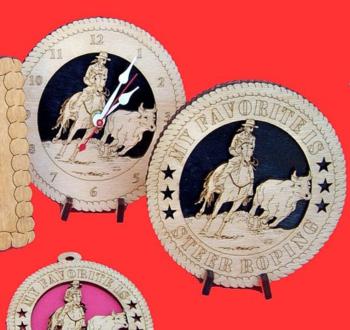 Horse Roping Steer Desktop Clock