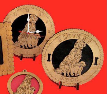 Mom and Puppies  Dog Desktop Clock