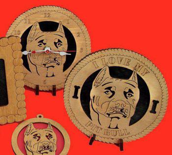 Pit Bull  Dog Desktop Clock