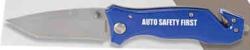 rescue knife engraved in blue
