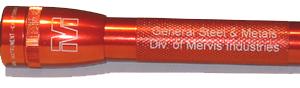 mini maglite imprinted on head and body