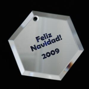 Hexagon Mirrored Glass Ornament