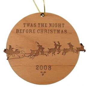 Santa and Sleigh Wood Christmas Ornament