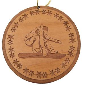 Snowboarder Wood Christmas Ornament