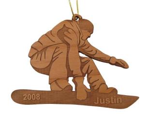 Snowboarder Cutout Wood Christmas Ornament