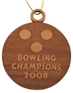 Bowling Ball Wood Christmas Ornament