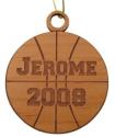 Basketball Wood Christmas Ornament