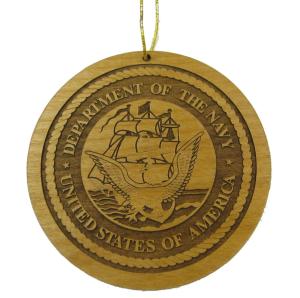 US Navy Wood Christmas Ornament