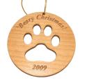 Paw Print Wood Christmas Ornament