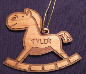 Rocking Horse Wood Christmas Ornament