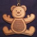 Teddy Bear Wood Christmas Ornament