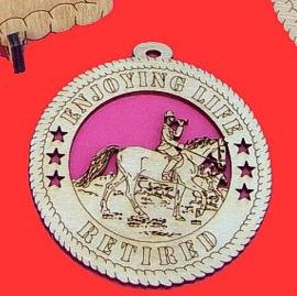 Fox Hunt Horse Wood Christmas Ornament