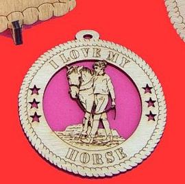 Female With Horse Wood Christmas Ornament