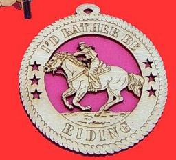 Girl Riding Horse Wood Christmas Ornament
