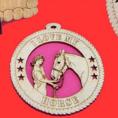 Girl With Horse Wood Christmas Ornament