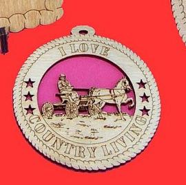 Horse and Buggy Horse Wood Christmas Ornament