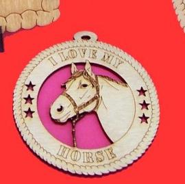 Horse Head Wood Christmas Ornament