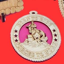 Male Barrel Racer Horse Wood Christmas Ornament