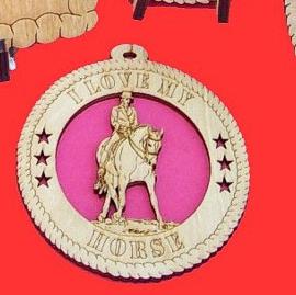 Male Dressage Horse Wood Christmas Ornament