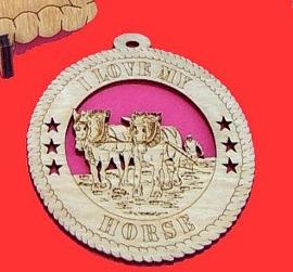 Plow Horse Wood Christmas Ornament