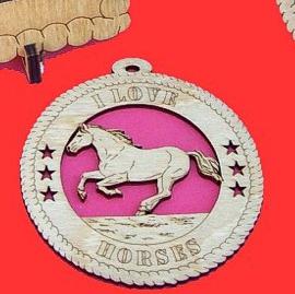 Rearing Horse Wood Christmas Ornament