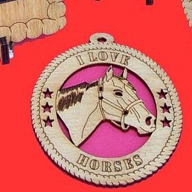 Horse Head Wood Christmas Ornament