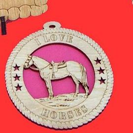 Saddled Horse Wood Christmas Ornament