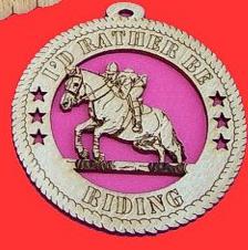 Jumping Horse Steeple Chase Wood Christmas Ornament