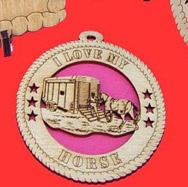 Horse Trailer Wood Christmas Ornament